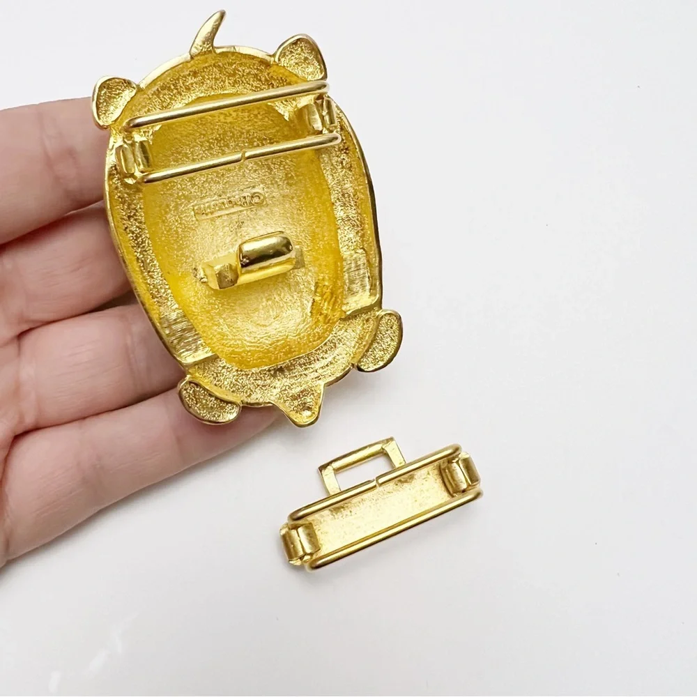 Vintage Douglas Paquette Goldtone Sea Turtle Figural 2 Piece Belt Buckle - Picture 6 of 7